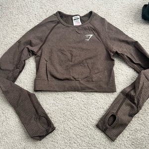 Gymshark long sleeve workout top - light brown size S
